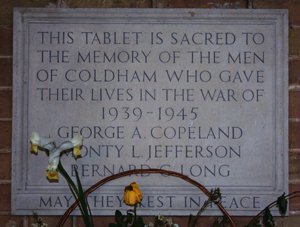 Coldham WWII memorial plaque © A. L. Stubbs, 2010