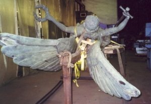 Burton on Trent war memorial during work © War Memorials Trust, 2001