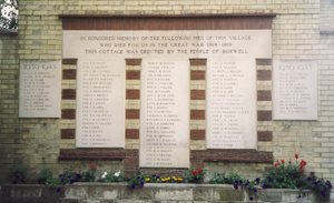 Burwell Cottage war memorial before additions © A Simpson 2003