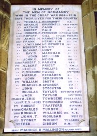 Normanby war memorial plaque © Normanby Local History Group, 2007