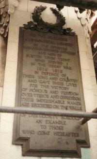 Burton on Trent war memorial during work © War Memorials Trust, 2001