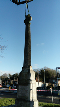 Stockbridge war memorial during works ©Stockbridge Parish Council 2018