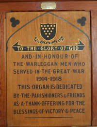 Warleggan war memorial organ © Warleggan PCC, 2012