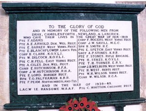 Plaque before grant works © Drax Church PCC, 2009