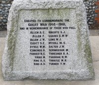 Hemsby war memorial First World War names © S Williams 2009