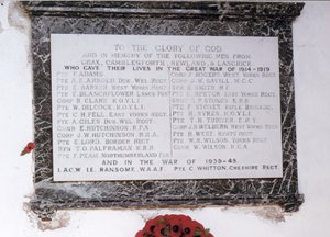 Plaque after cleaning, re-painting and replacement of backing marble © Drax Church PCC, 2010