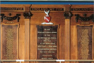 Hele's School war memorial plaque © Old Heleans' Society 2009