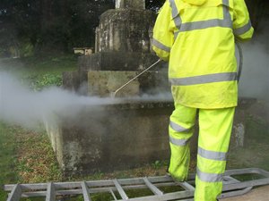 Steam cleaning in action © West Lavington Parish Council, 2010