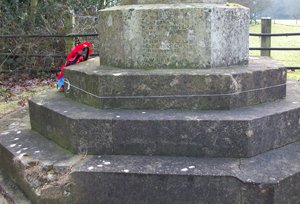 Damaged step and lettering difficult to read before grant works © Frances Dawson, 2010