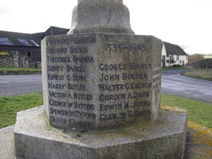 Stebbing war memorial inscriptions before cleaning and re-painting © Stebbing Parish Council, 2014