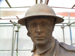 Oldham war memorial during works showing detail after cleaning and before repatination © WMT 2013