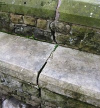 The memorial had large open joints and cement mortar © Yalding Parish Council, 2010