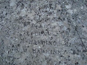 Lettering obscured by lichen © Marie Bush, 2010