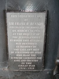 Stratford-upon-Avon war memorial plaque © John Hale, 2010