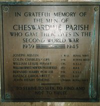 Cheswardine World War 2 war memorial plaque before work © St. Swithuns Church Cheswardine 2003