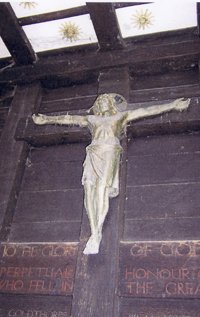 Bronze figure of Christ and inscriptions before conservation © Meanwood Valley Partnership, 2008