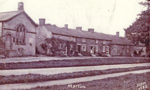 View of Marton war memorial plaque in village scene &copy; Marton Parish Meeting, 1920's