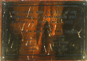 WM9627 St Mary's Church Comberton Organ plaque © St Mary's Church 2015