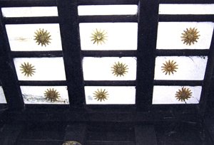 Bronze stars on ceiling before conservation © Meanwood Valley Partnership, 2008