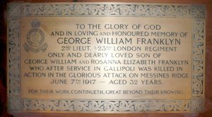 Hornchurch GW Franklyn war memorial plaque © A Bradbury 2009