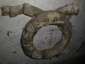Warehorne Providence Chapel before works &ndash; wreath damage &copy; WMT, 2012