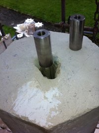 Replacing the socket and dowels with stainless steel fixings © Bruton Town Council, 2011