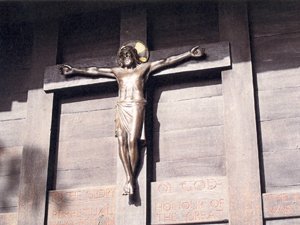 Bronze figure of Christ and inscriptions after conservation © Meanwood Valley Partnership, 2009