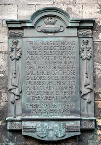 Nottingham and Nottinghamshire Soldiers, Sailors and Nurses plaque cNottingham Park Conservation Trust, 2016