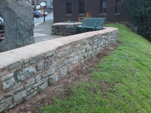 New lime mortar capping, re-pointing and replacement stones &copy; Talgarth Town Council, 2011