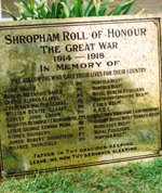 Shropham war memorial plaque World War 1 © Shropham P. C. C., 2007